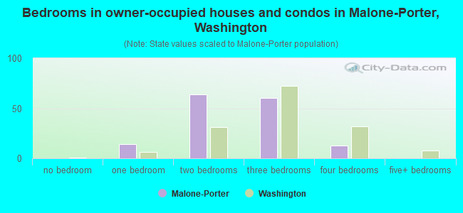 Bedrooms in owner-occupied houses and condos in Malone-Porter, Washington