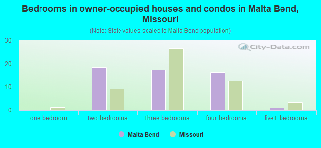Bedrooms in owner-occupied houses and condos in Malta Bend, Missouri