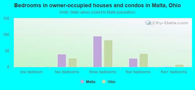 Bedrooms in owner-occupied houses and condos in Malta, Ohio