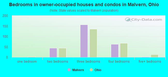 Bedrooms in owner-occupied houses and condos in Malvern, Ohio