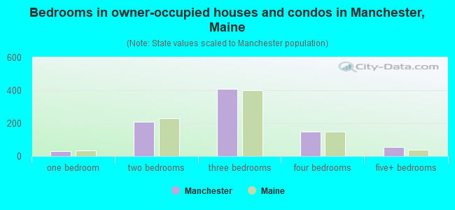 Bedrooms in owner-occupied houses and condos in Manchester, Maine