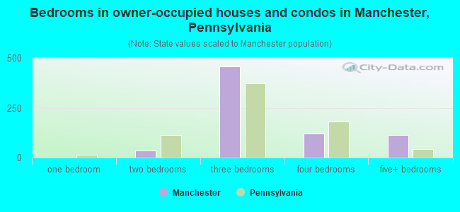 Bedrooms in owner-occupied houses and condos in Manchester, Pennsylvania