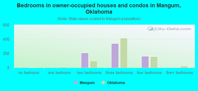 Bedrooms in owner-occupied houses and condos in Mangum, Oklahoma