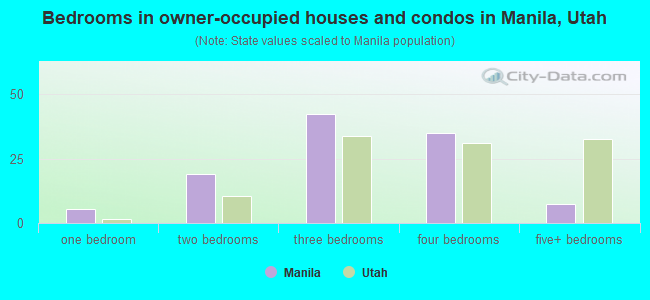 Bedrooms in owner-occupied houses and condos in Manila, Utah