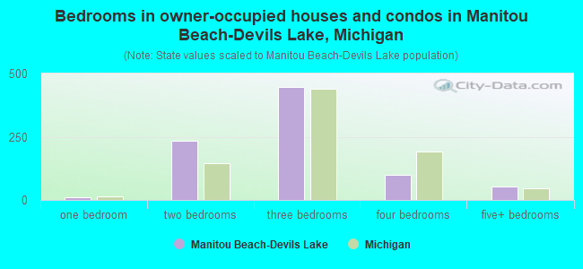 Bedrooms in owner-occupied houses and condos in Manitou Beach-Devils Lake, Michigan