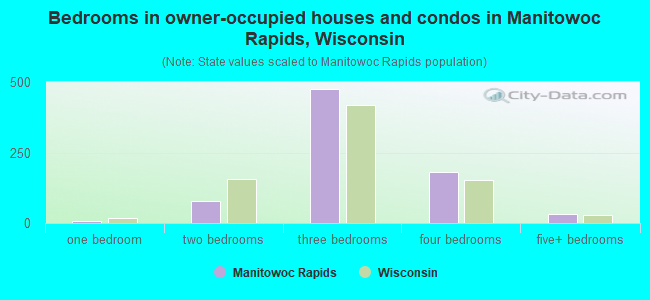 Bedrooms in owner-occupied houses and condos in Manitowoc Rapids, Wisconsin