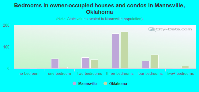 Bedrooms in owner-occupied houses and condos in Mannsville, Oklahoma