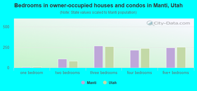 Bedrooms in owner-occupied houses and condos in Manti, Utah