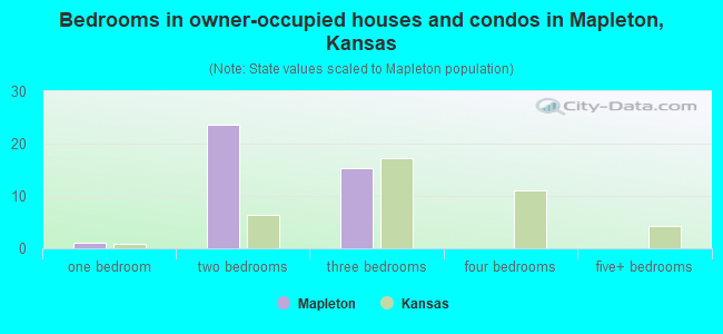 Bedrooms in owner-occupied houses and condos in Mapleton, Kansas