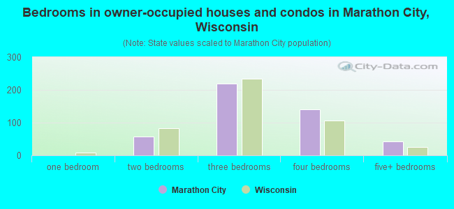 Bedrooms in owner-occupied houses and condos in Marathon City, Wisconsin