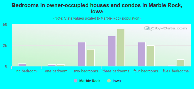 Bedrooms in owner-occupied houses and condos in Marble Rock, Iowa