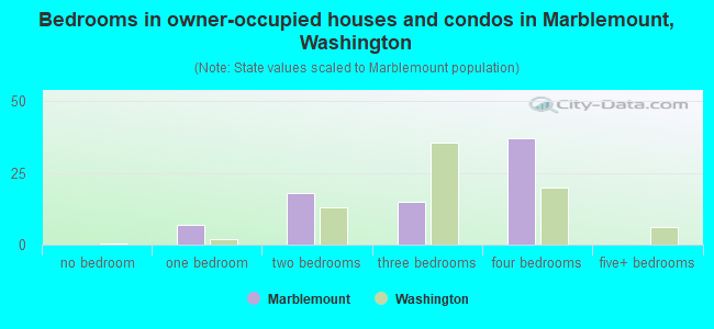 Bedrooms in owner-occupied houses and condos in Marblemount, Washington