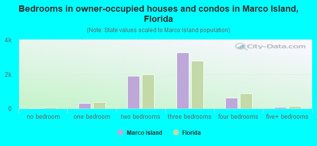 Bedrooms in owner-occupied houses and condos in Marco Island, Florida