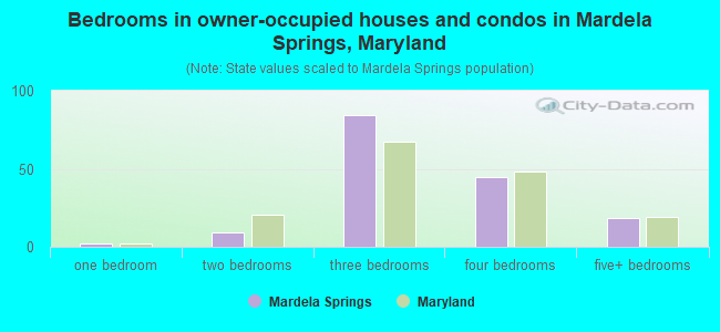 Bedrooms in owner-occupied houses and condos in Mardela Springs, Maryland