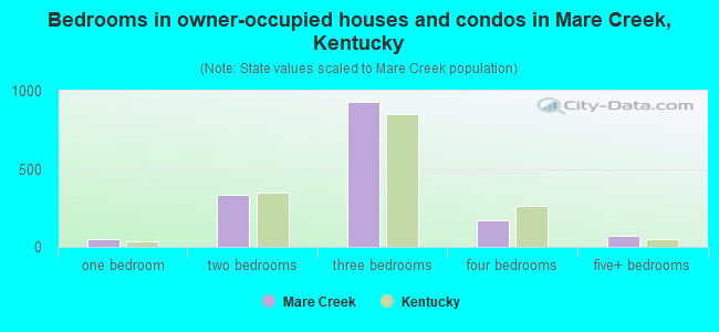 Bedrooms in owner-occupied houses and condos in Mare Creek, Kentucky
