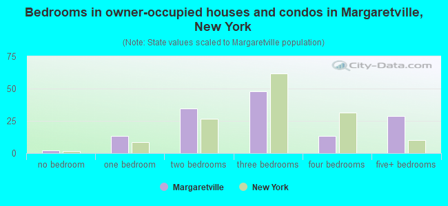 Bedrooms in owner-occupied houses and condos in Margaretville, New York