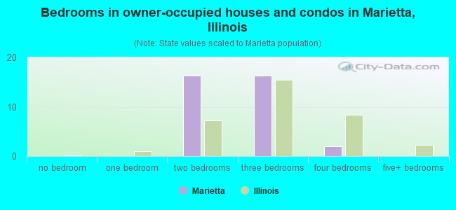 Bedrooms in owner-occupied houses and condos in Marietta, Illinois