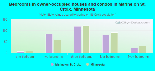 Bedrooms in owner-occupied houses and condos in Marine on St. Croix, Minnesota