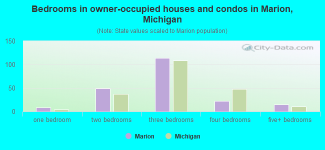 Bedrooms in owner-occupied houses and condos in Marion, Michigan