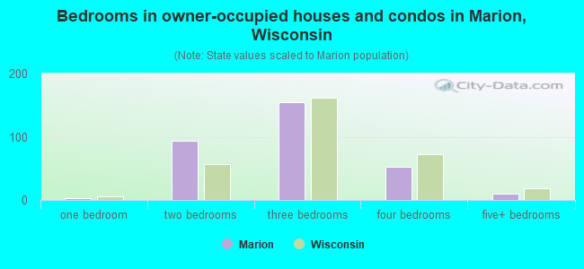 Bedrooms in owner-occupied houses and condos in Marion, Wisconsin