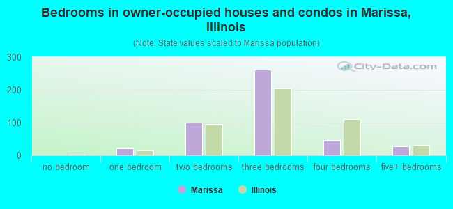 Bedrooms in owner-occupied houses and condos in Marissa, Illinois