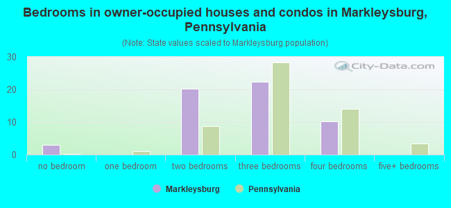 Bedrooms in owner-occupied houses and condos in Markleysburg, Pennsylvania