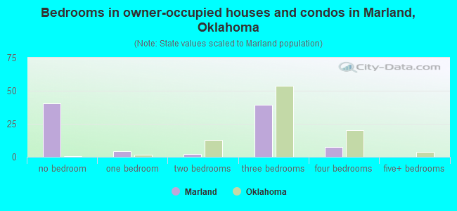 Bedrooms in owner-occupied houses and condos in Marland, Oklahoma