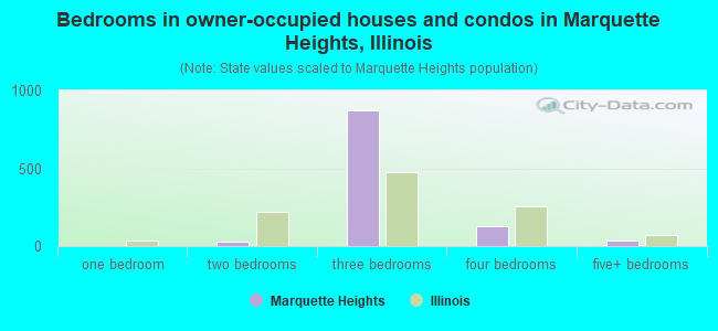 Bedrooms in owner-occupied houses and condos in Marquette Heights, Illinois