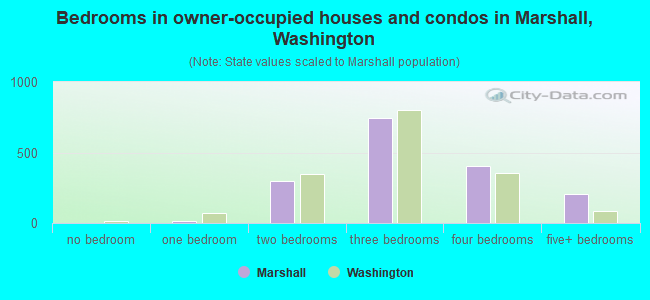 Bedrooms in owner-occupied houses and condos in Marshall, Washington