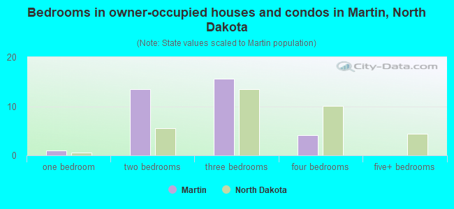 Bedrooms in owner-occupied houses and condos in Martin, North Dakota