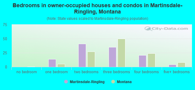 Bedrooms in owner-occupied houses and condos in Martinsdale-Ringling, Montana