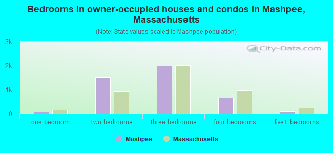 Bedrooms in owner-occupied houses and condos in Mashpee, Massachusetts
