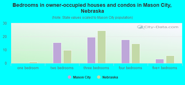 Bedrooms in owner-occupied houses and condos in Mason City, Nebraska