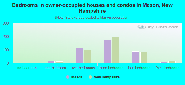 Bedrooms in owner-occupied houses and condos in Mason, New Hampshire