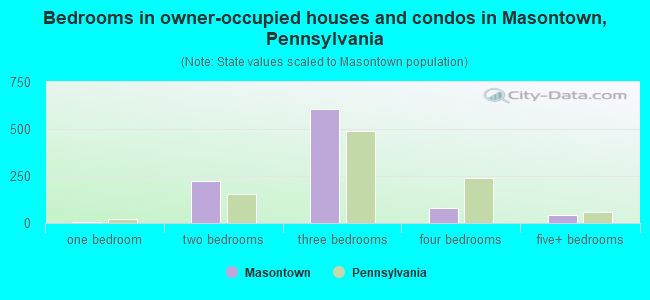 Bedrooms in owner-occupied houses and condos in Masontown, Pennsylvania