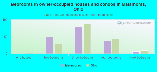 Bedrooms in owner-occupied houses and condos in Matamoras, Ohio