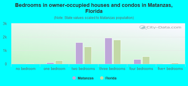 Bedrooms in owner-occupied houses and condos in Matanzas, Florida
