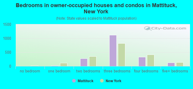 Bedrooms in owner-occupied houses and condos in Mattituck, New York