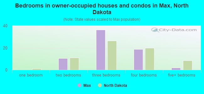 Bedrooms in owner-occupied houses and condos in Max, North Dakota