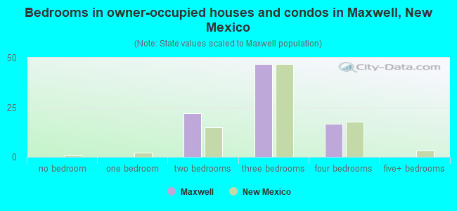Bedrooms in owner-occupied houses and condos in Maxwell, New Mexico
