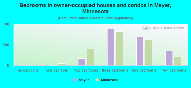 Bedrooms in owner-occupied houses and condos in Mayer, Minnesota