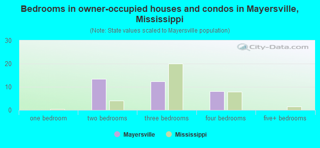 Bedrooms in owner-occupied houses and condos in Mayersville, Mississippi
