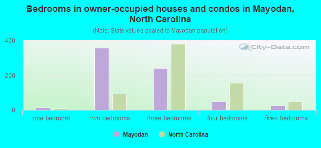 Bedrooms in owner-occupied houses and condos in Mayodan, North Carolina