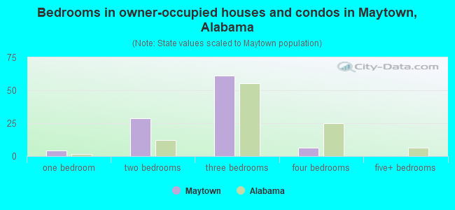 Bedrooms in owner-occupied houses and condos in Maytown, Alabama