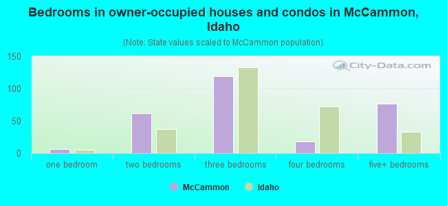 Bedrooms in owner-occupied houses and condos in McCammon, Idaho