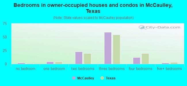 Bedrooms in owner-occupied houses and condos in McCaulley, Texas