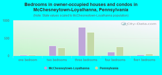 Bedrooms in owner-occupied houses and condos in McChesneytown-Loyalhanna, Pennsylvania