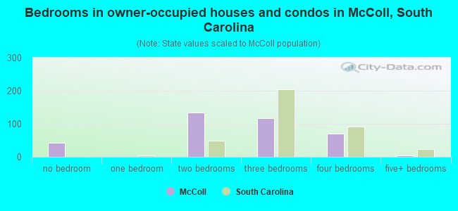 Bedrooms in owner-occupied houses and condos in McColl, South Carolina