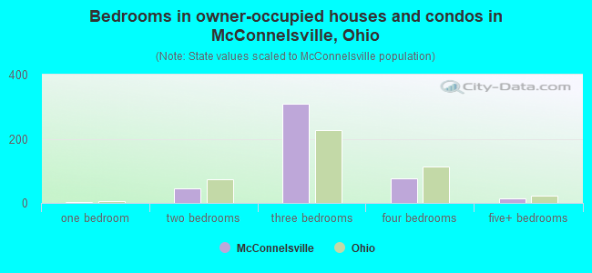 Bedrooms in owner-occupied houses and condos in McConnelsville, Ohio