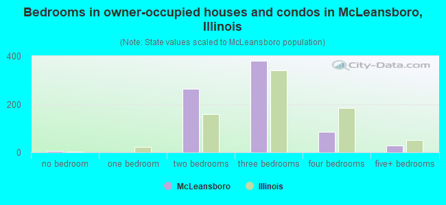 Bedrooms in owner-occupied houses and condos in McLeansboro, Illinois